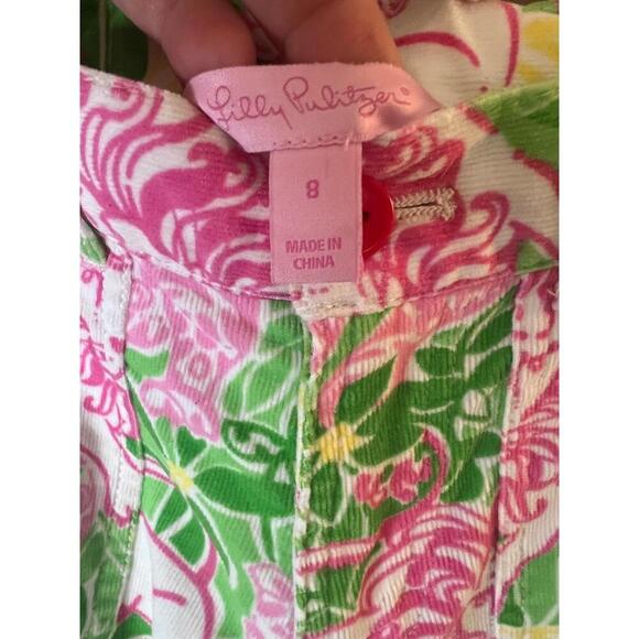 Lilly Pulitzer Girls Multicolor Floral Corduroy Front Pockets Flared Pants 8 - Picture 6 of 8